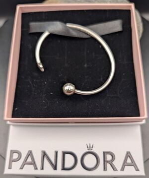 Authentic Pandora Sterling Silver Open Bangle Cuff Bracelet S 925 ALE 6.25"